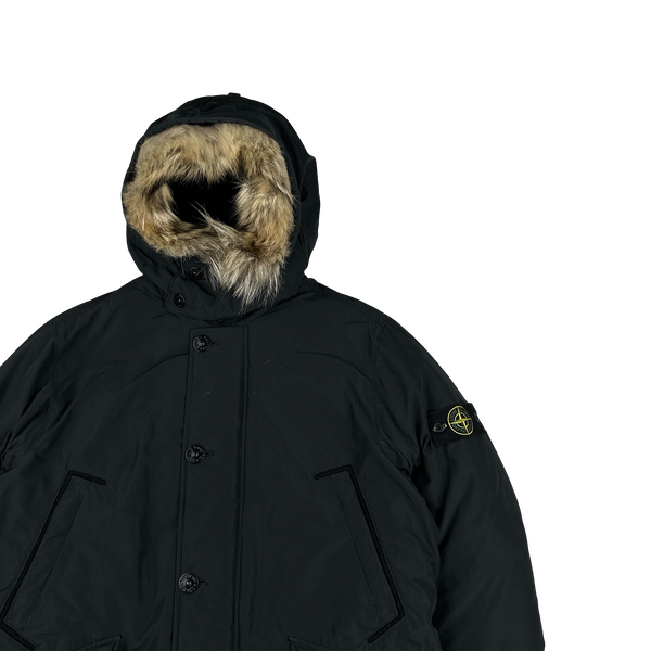 Stone Island 2016 Black Down Filled Micro Reps Parka Jacket - XL