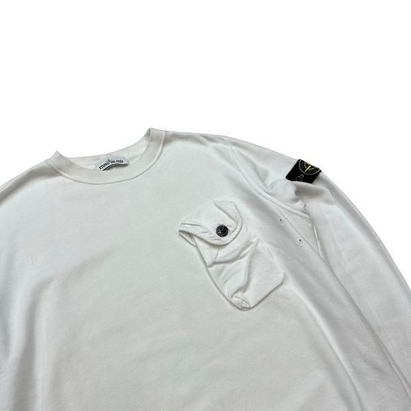 Stone Island 2021 White Chest Pocket Jumper - Medium