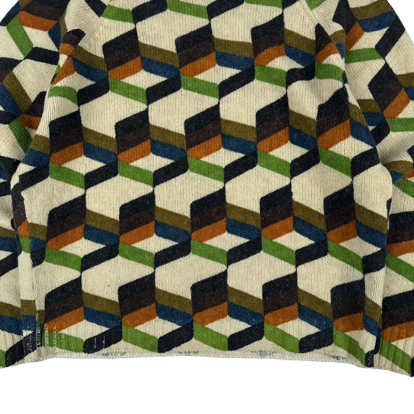 Prada 2017 Archive Geometric Wool Monogram Crewneck Knit Jumper - Large