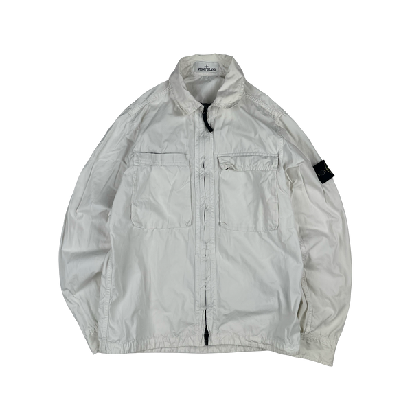 Stone Island 2018 White Cotton Zipped Overshirt - Medium