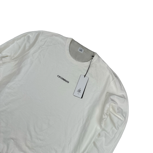 CP Company White Cotton Spellout Crewneck Jumper - XXL