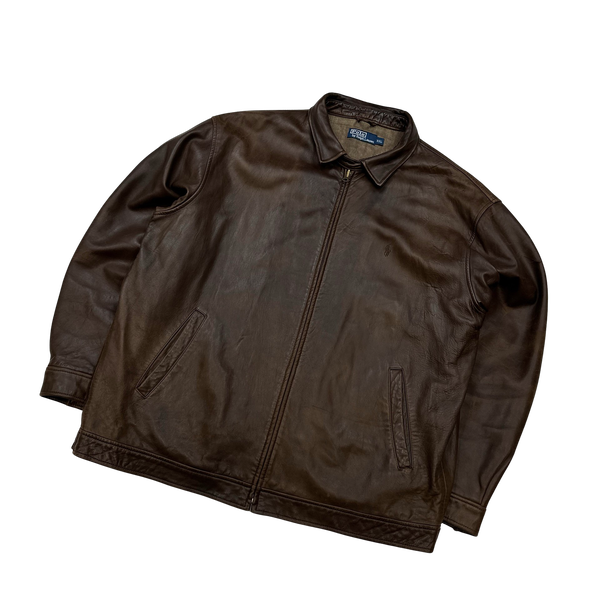 Ralph Lauren Brown Heavyweight Leather Jacket - XXL