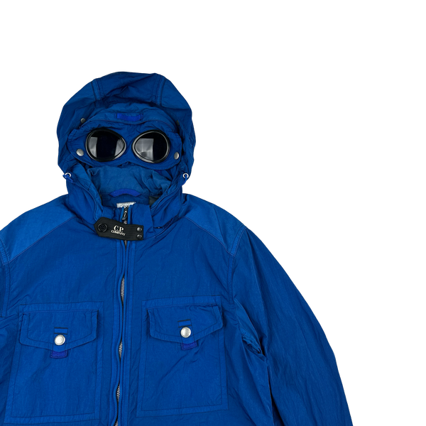 CP Company Blue Chrome Shimmer Goggle Multi Pocket Jacket - Medium
