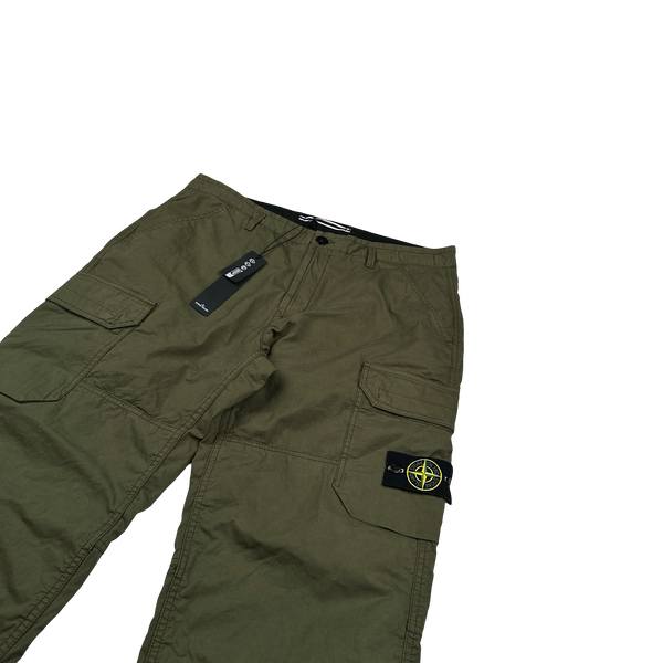 Stone Island 2023 Loose Fit Khaki Cargo Trousers - 34"