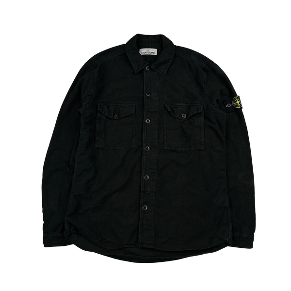 Stone Island 2017 Black Thick Brushed Cotton Overshirt - Large