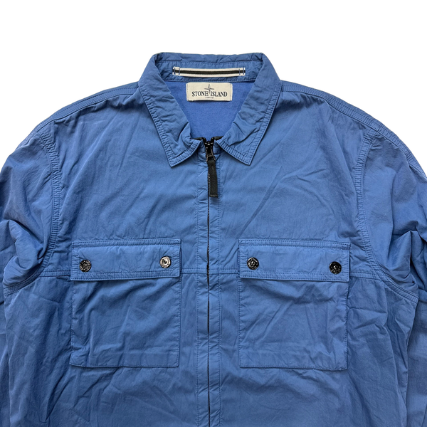Stone Island Blue Cotton Lined Overshirt - Large