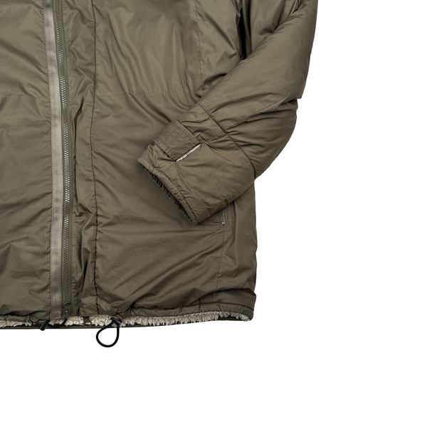 CP Company Reversible Thick Nylon Khaki Goggle Fleece Lined Hooded Jacket - Large