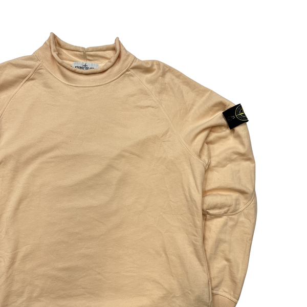 Stone Island Peach Cotton Roll Neck Sweatshirt - Large