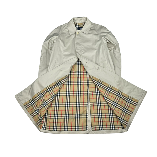 Burberry Nova Check Lined Tan Trench Coat - Large