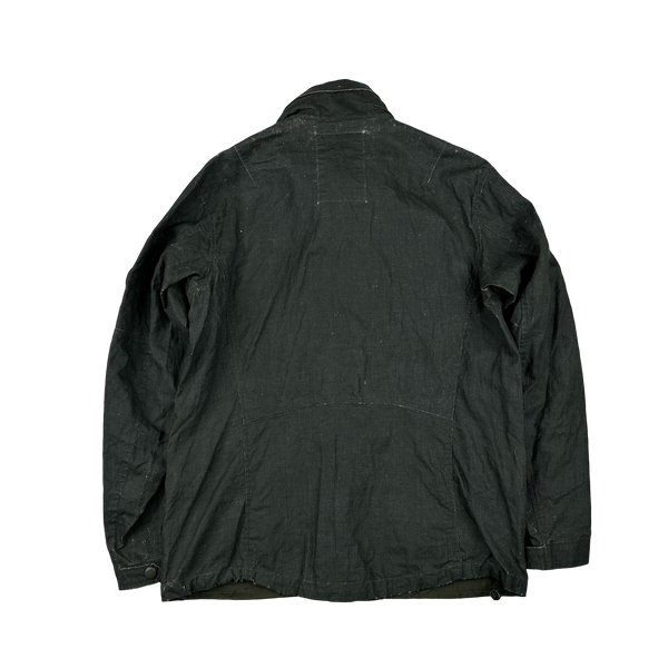 CP Company Khaki Plated Linen Military Issue Lens Viewer Jacket