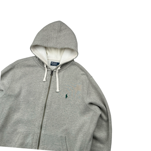 Ralph Lauren Heather Grey Zipped Hoodie - Large
