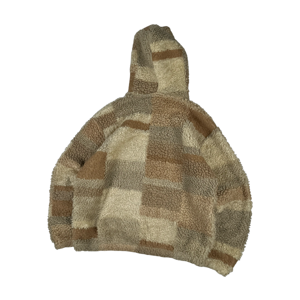 Stussy Teddy Fleece Hooded Spellout Pullover Jumper - Large