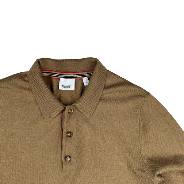 Burberry Brown Merino Wool Polo Jumper - Large