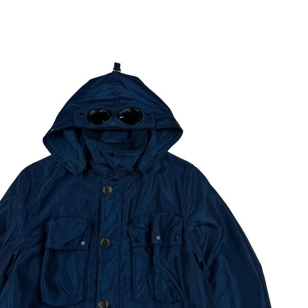 CP Company Blue Nysack Shimmer Multipocket Goggle Jacket - Small