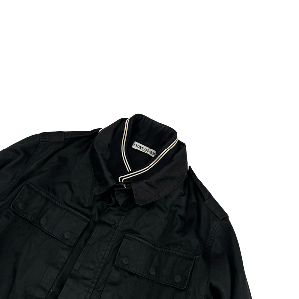 Stone Island 2006 Black Cotton Raso Gommato Wool Dutch Rope Jacket - XL