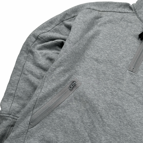 CP Company Lens View Grey Cotton Quarter Zip Sweatshirt - Medium