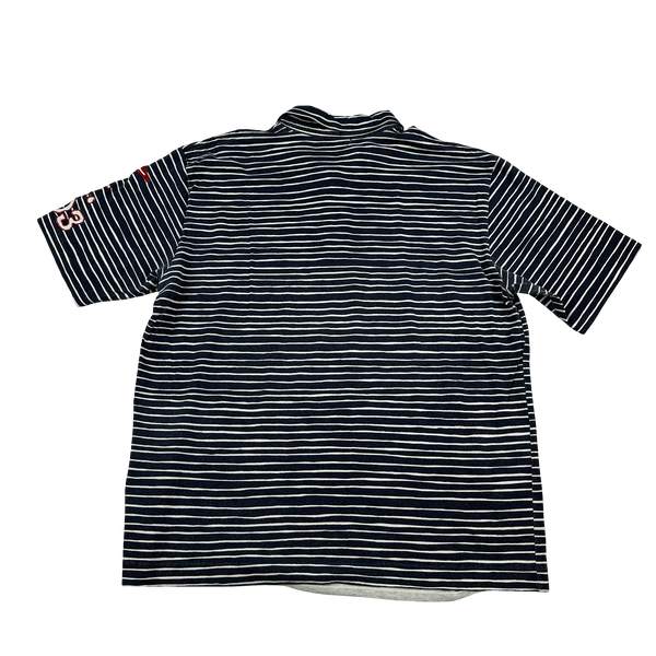 Stone Island 2002 Cotton Striped Embroidered Compass Polo Shirt - XL
