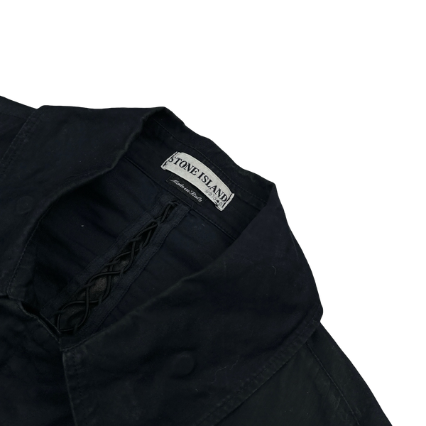 Stone Island 2002 Navy Raso Gommato Collared Jacket - Large