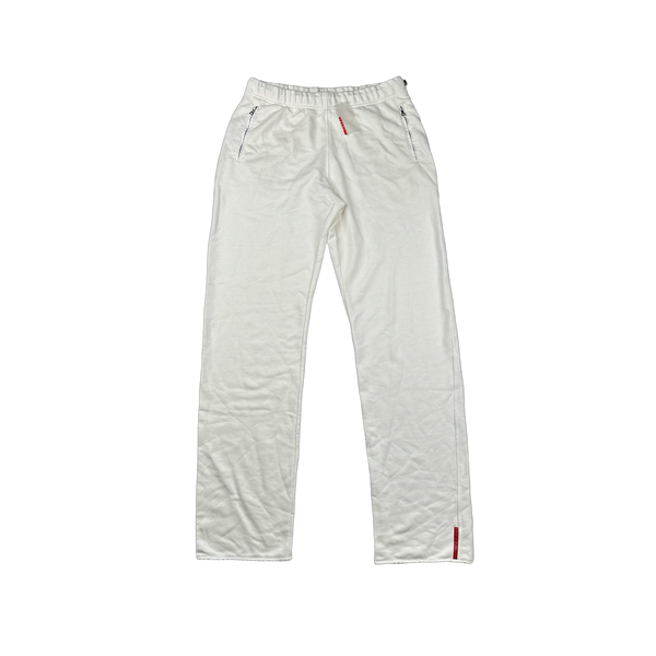 Prada Deadstock White Red Tab Cotton Joggers - 34"