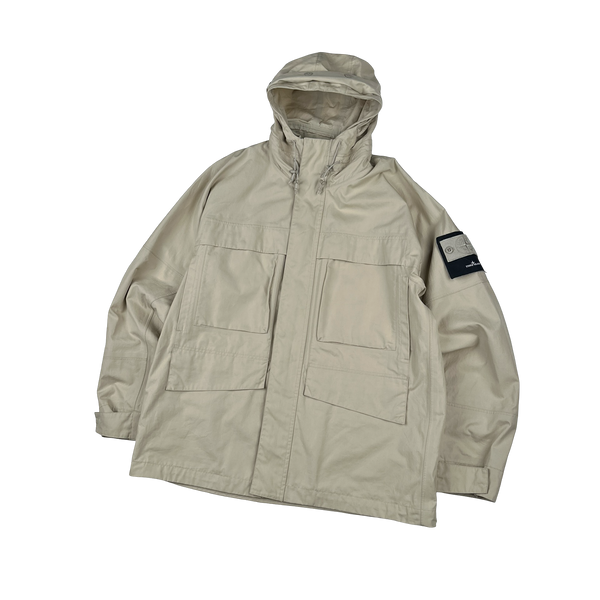 Stone Island 2024 Beige O-Ventile Ghost Zipped Hooded Multi Pocket Jacket - XL