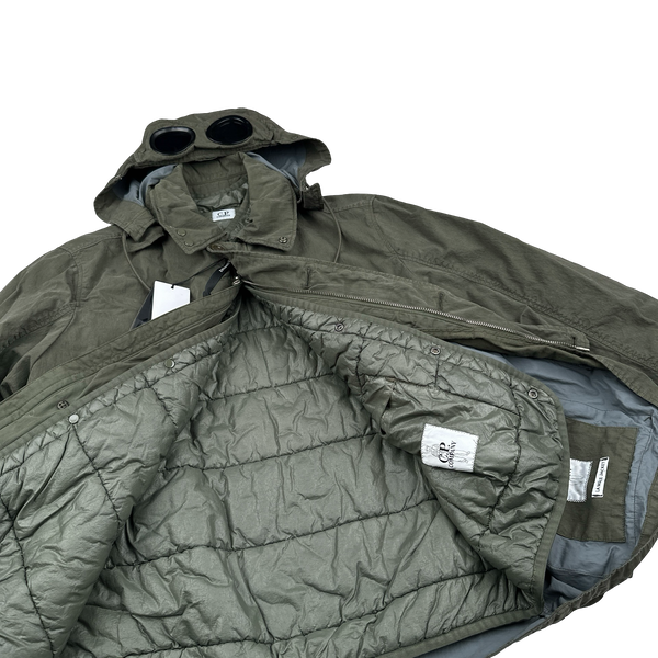 CP Company 50 Fili Down Filled Khaki Goggle Jacket - Medium