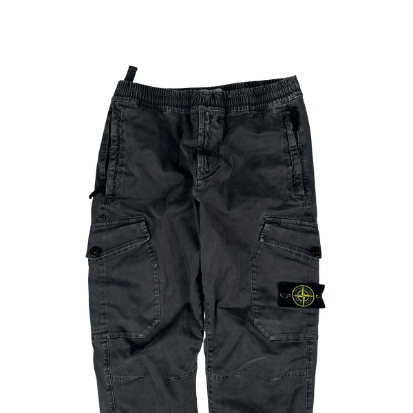 Stone Island 2020 Washed Black RE T Cargo Trousers - 30"