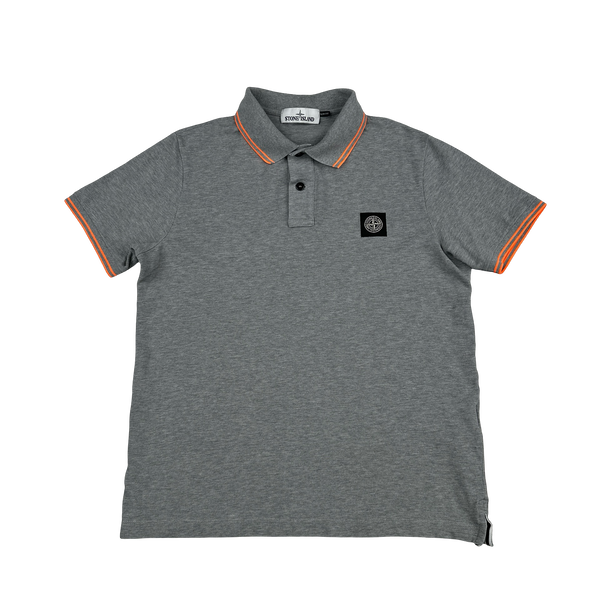 Stone Island 2018 Grey Orange Piped Polo Shirt - Large