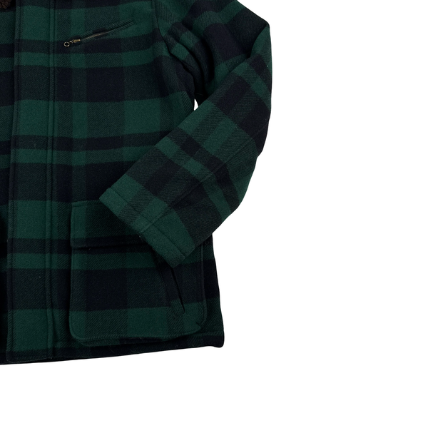 Ralph Lauren Wool Flannel Quilted Lined Shearling Collar Jacket - Large