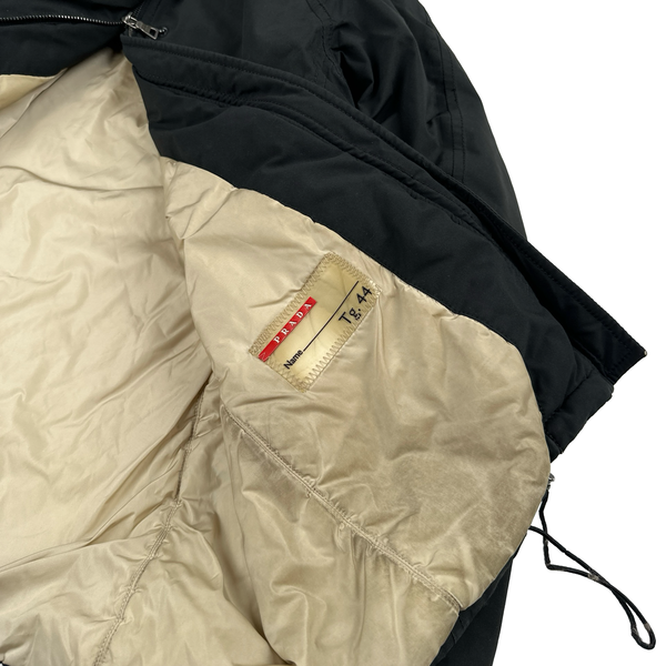 Prada Black Racoon Fur Hood Goretex Parka Jacket - XS