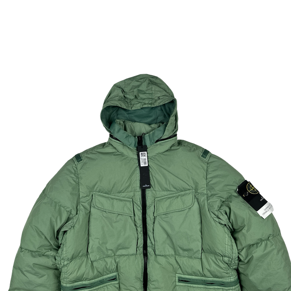Stone Island 2022 Pale Green Crinkle R-NY Down Puffer Jacket - Large