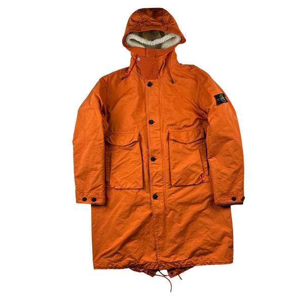 Stone Island Orange David TC Blanket Lined Fishtail Parka Jacket - XL