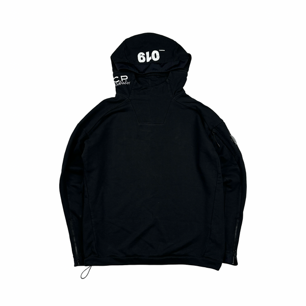 CP Company Black Lens Viewer Spellout On Hood Pullover Hoodie - XL