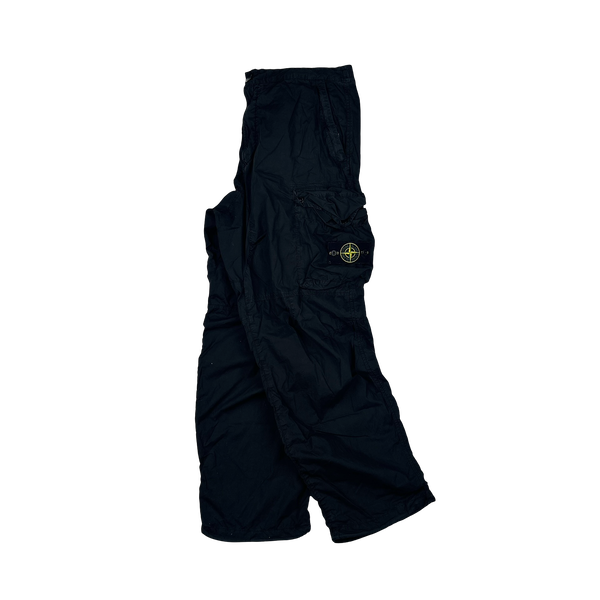 Stone Island 2019 LO Black Cotton Baggy Cargos - 34"