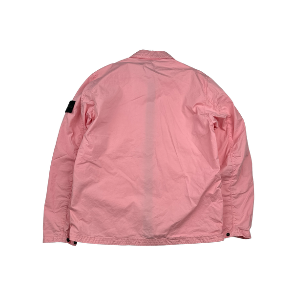 Stone Island 2023 Pink Supima Cotton Twill Zipped Overshirt - Large