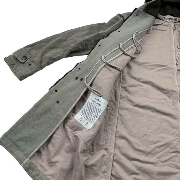 Stone Island 2011 Tan Nylon Sheen Lined Parka Jacket - Large