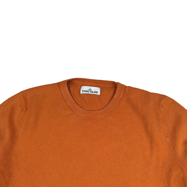 Stone Island Orange Fine Knit Crewneck Jumper - XL