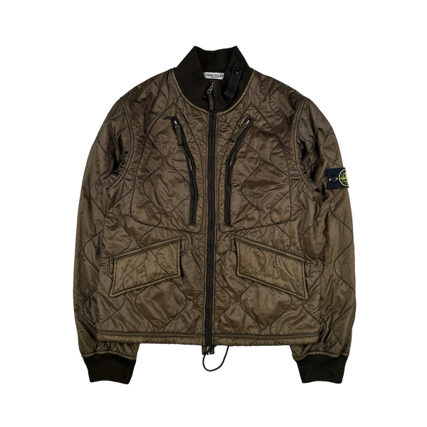 Stone Island 2007 Khaki Quilted Padded Bomber Jacket - Large