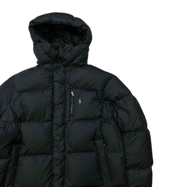 Ralph Lauren Black Padded Down Long Hooded Puffer Jacket - Medium