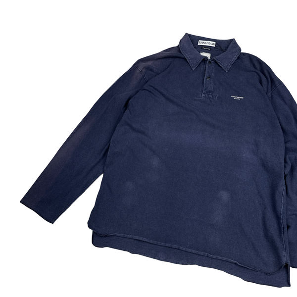 Stone Island Marina 1995 Vintage Cotton Long Sleeve Polo Shirt - XL