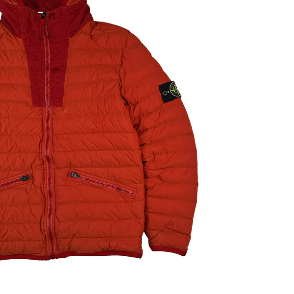 Stone Island 2019 Red Loom Woven Down Chambers Stretch Nylon TC Jacket - Medium
