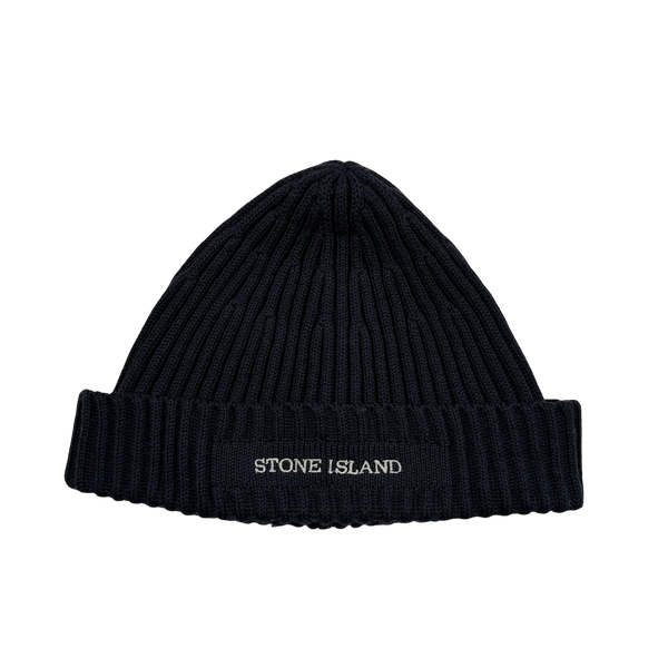 Stone Island 2005 Navy Wool Spellout Beanie
