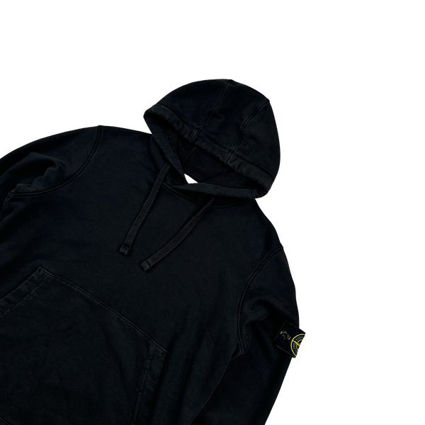 Stone Island 2020 Black Cotton Pullover Hoodie - Small