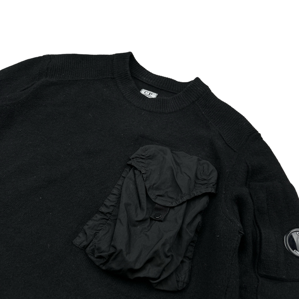 CP Company Black Wool Chest Pocket Knit - Large
