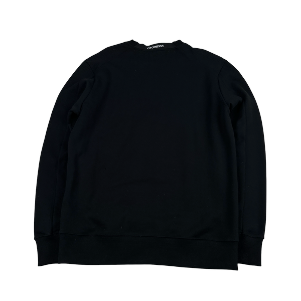 CP Company Black Cotton Lens Viewer Crewneck - Medium & Large