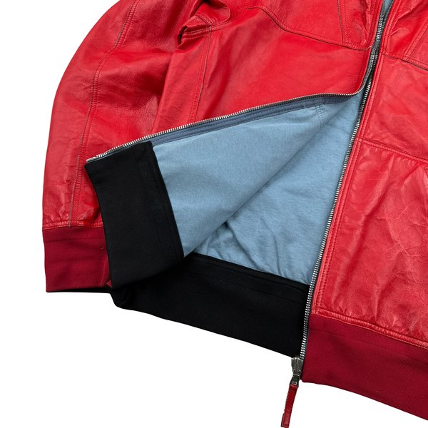 Stone Island 2010 Rare Crimson Red Leather Reversable Jacket - XL
