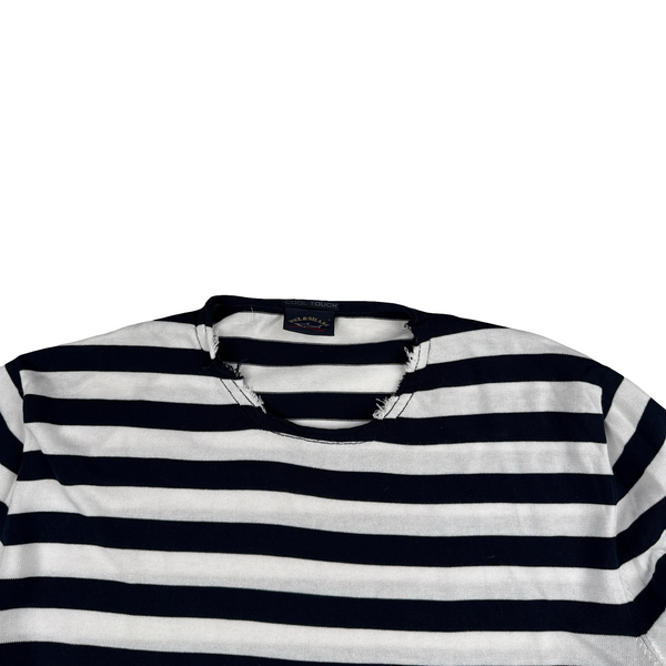 Paul & Shark Blue/White Striped Light Knit Crewneck- Large