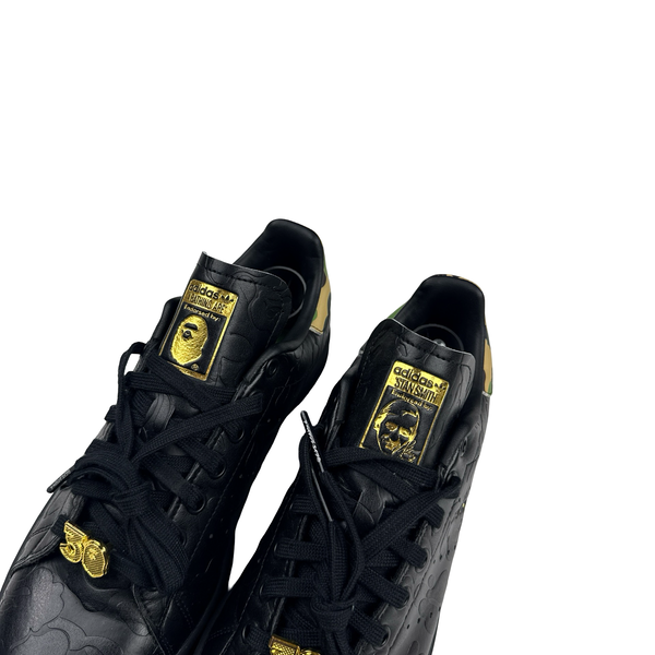 BAPE X Stan Smith 30th Anniversary Black Camo Leather Trainers - UK 7