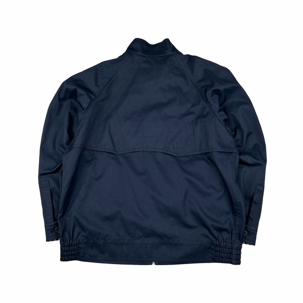 Aquascutum Checked Collar Cotton Navy Harrington Jacket - Large