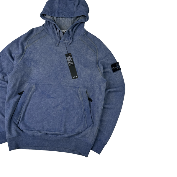 Stone Island 2021 Blue Dust Treatment Pullover Hoodie - Small
