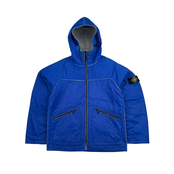 Stone Island 2003 Blue Wool Lined Nylon Shell Jacket - Medium